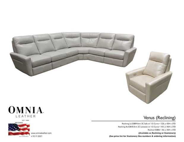 Venus Recl Sofa Chair - OMNIA Leather Furniture
