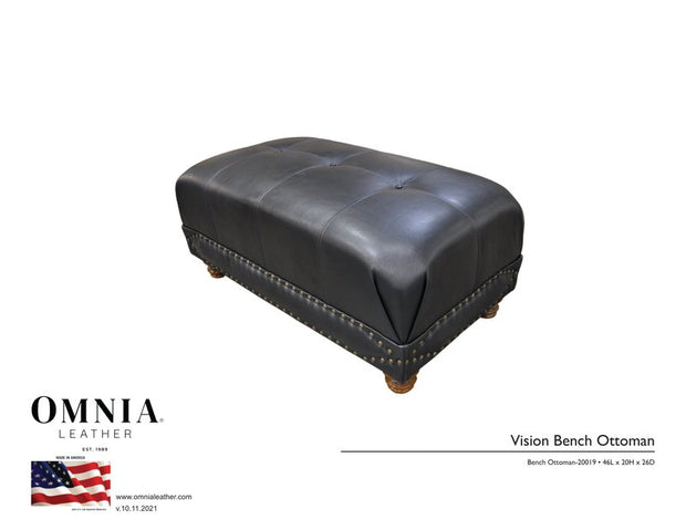 Vision Bench Ottoman - OMNIA Leather Furniture