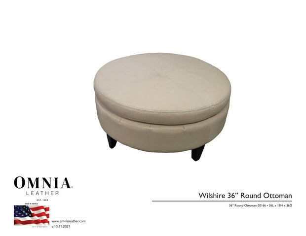Wilshire 36 Round Ottoman - OMNIA Leather Furniture
