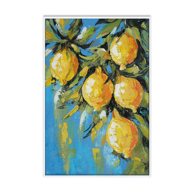 Lemon Citron on canvas 24 x 36 w/ Frame in True White