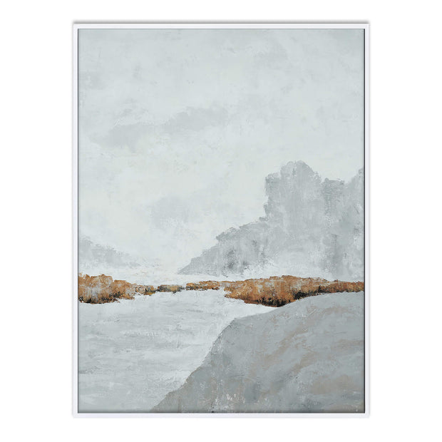 Sea Sand on Canvas 36 x 48 w/ Frame in True White