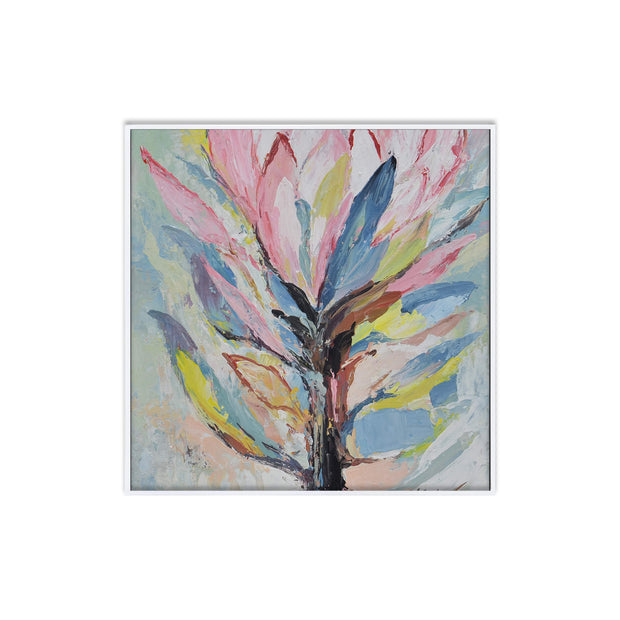 Protea Latifolia on Canvas 30 x 30 w/ Frame in True White