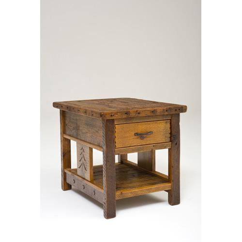 Sequoia Side Table With Drawer and Shelf Square 15216