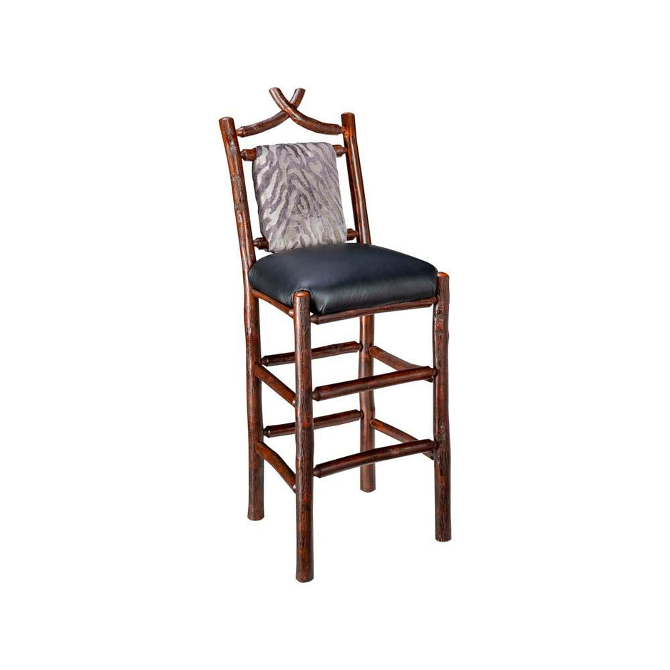 New West Bozeman 30" Bar Stool Fabric Back Leather Seat NW787230FL