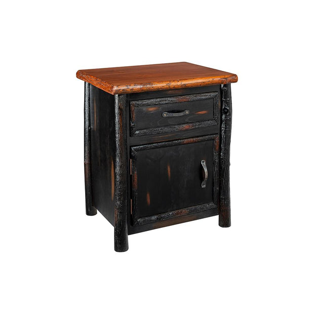 New West Red Lodge 1 Door 1 Drawer Nightstand - Antique Black NW7316AB