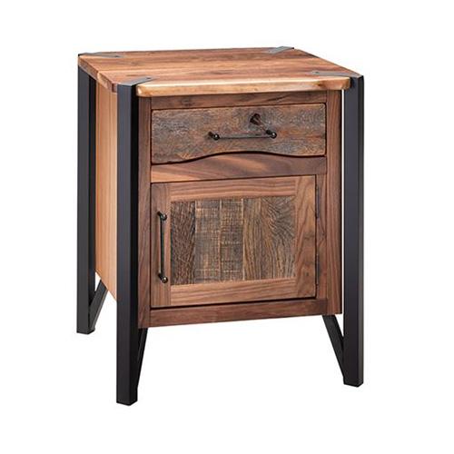 Hampshire 1 Door 1 Drawer Nightstand Hinged Right With Black Metal 418416BR
