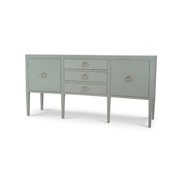 Westminster Concave Linen Wrapped Sideboard - Linen Pale Blue * lightly sanded to give a light weathered appearance.