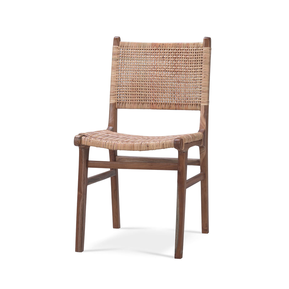 Logan Teak Dining Chair in Teak Natural Finish w/ Rattan Natural Seat & Back