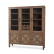 Silvia Reclaimed Teak Wine Cabinet in Teak Straw Wash w/ Rattan Natural Door Panels